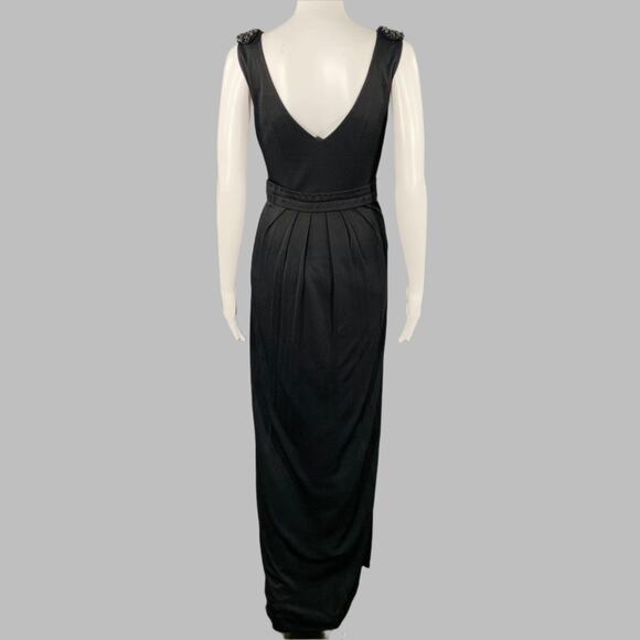 LA PERLA Size 8 Black Viscose Blend Beaded Sleeveless Long Dress - Picture 3 of 10